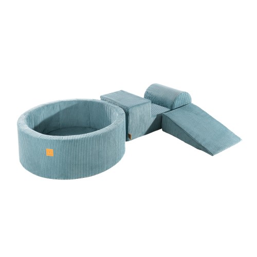 Aesthetic Foam 3 elements Playset with Ball Pit 90x30cm, Corduroy, Turquoise without balls