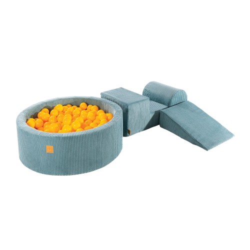 Aesthetic Foam 3 elements Playset with Ball Pit 90x30cm with 200 Balls, Corduroy, Turquoise: Yellow