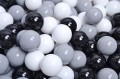 Round Ball Pit with 200 balls, 90x30cm, Light Grey, Cotton