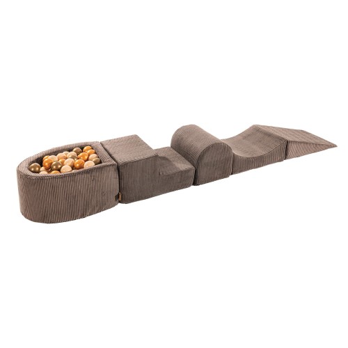Aesthetic Foam Playset with Small Ball Pit with 100 Balls, Corduroy, Brown: Beige/Gold/Platinum Gold