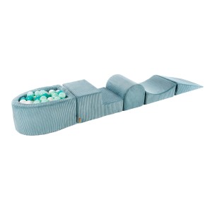 Aesthetic Foam Playset with Small Ball Pit with 100 Balls, Corduroy, Turquoise: Turquise/White/Mint