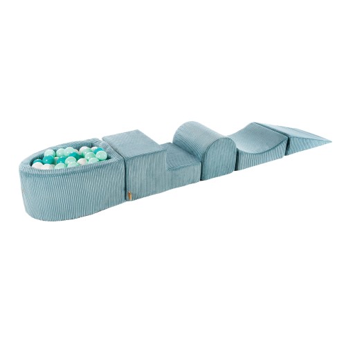 Aesthetic Foam Playset with Small Ball Pit with 100 Balls, Corduroy, Turquoise: Turquise/White/Mint
