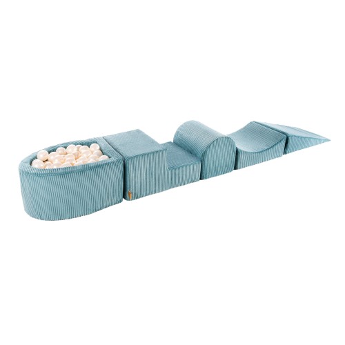 Aesthetic Foam Playset with Small Ball Pit with 100 Balls, Corduroy, Turquoise: White Pearl