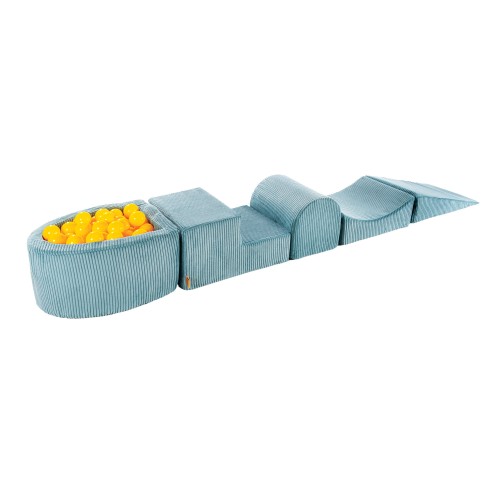 Aesthetic Foam Playset with Small Ball Pit with 100 Balls, Corduroy, Turquoise: Yellow