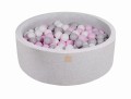 Round Ball Pit with 200 balls, 90x30cm, Light Grey, Cotton