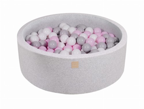 Round Ball Pit with 200 balls, 90x30cm, Light Grey, Cotton