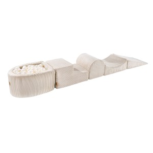 Aesthetic Foam Playset with Small Ball Pit with 100 Balls, Corduroy, Ecru: White Pearl