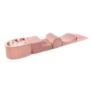 Aesthetic Foam Playset with Small Ball Pit with 100 Balls, Corduroy, Pink: White Pearl/Transparent