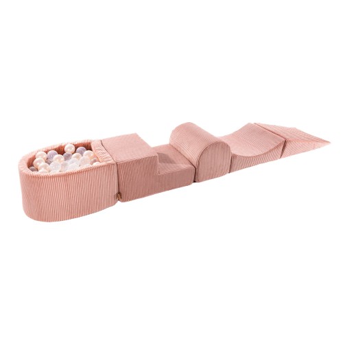 Aesthetic Foam Playset with Small Ball Pit with 100 Balls, Corduroy, Pink: White Pearl/Transparent