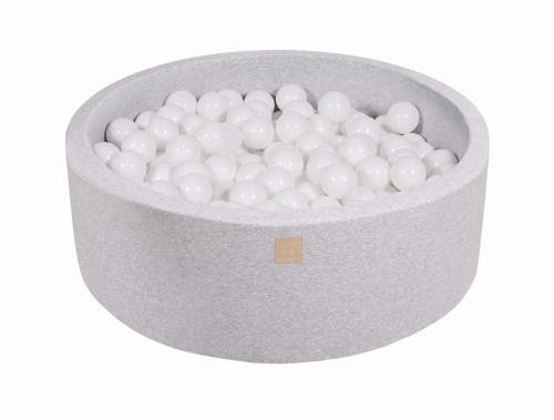 Round Ball Pit with 200 balls, 90x30cm, Light Grey, Cotton