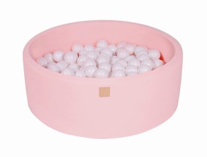 Round Ball Pit with 200 balls, 90x30cm, Light Pink, Cotton