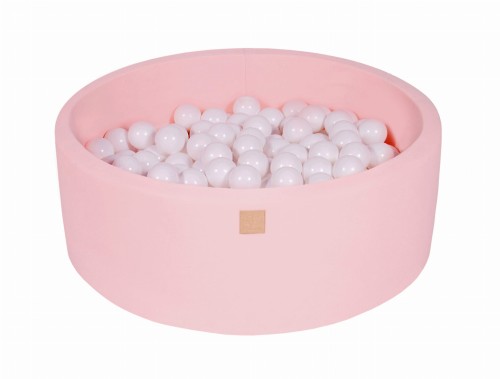 Round Ball Pit with 200 balls, 90x30cm, Light Pink, Cotton