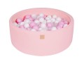 Round Ball Pit with 200 balls, 90x30cm, Light Pink, Cotton