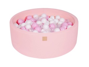 Round Ball Pit with 200 balls, 90x30cm, Light Pink, Cotton