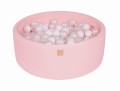 Round Ball Pit with 200 balls, 90x30cm, Light Pink, Cotton