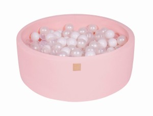 Round Ball Pit with 200 balls, 90x30cm, Light Pink, Cotton