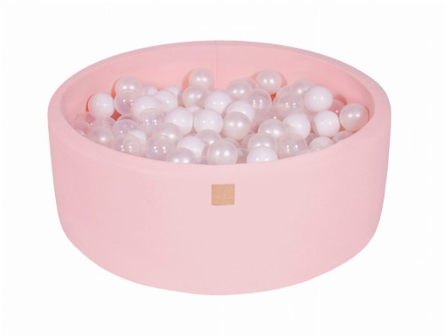 Round Ball Pit with 200 balls, 90x30cm, Light Pink, Cotton