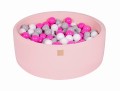 Round Ball Pit with 200 balls, 90x30cm, Light Pink, Cotton