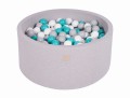 Round Ball Pit with 300 balls, 90x40cm, Light Grey, Cotton