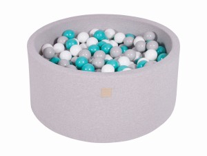 Round Ball Pit with 300 balls, 90x40cm, Light Grey, Cotton