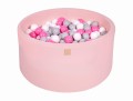 Round Ball Pit with 300 balls, 90x40cm, Light Pink, Cotton
