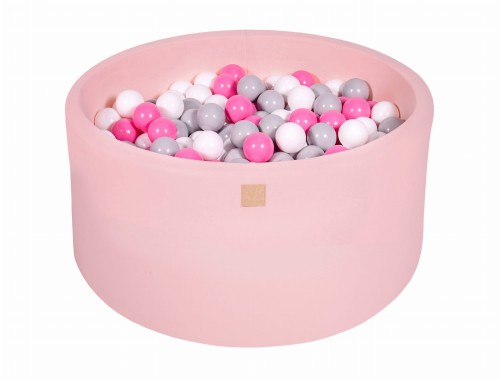 Round Ball Pit with 300 balls, 90x40cm, Light Pink, Cotton