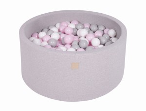 Round Ball Pit with 300 balls, 90x40cm, Light Grey, Cotton