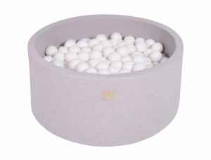 Round Ball Pit with 300 balls, 90x40cm, Light Grey, Cotton