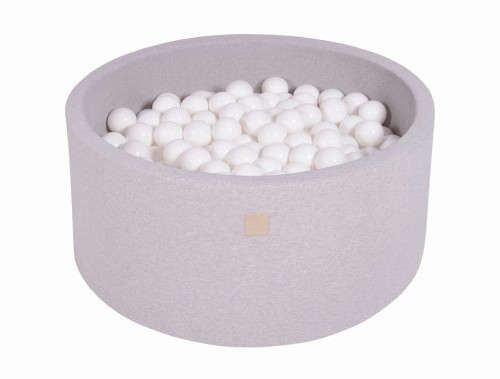 Round Ball Pit with 300 balls, 90x40cm, Light Grey, Cotton