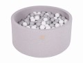 Round Ball Pit with 300 balls, 90x40cm, Light Grey, Cotton