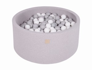 Round Ball Pit with 300 balls, 90x40cm, Light Grey, Cotton