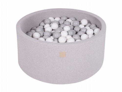 Round Ball Pit with 300 balls, 90x40cm, Light Grey, Cotton