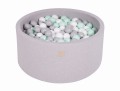 Round Ball Pit with 300 balls, 90x40cm, Light Grey, Cotton