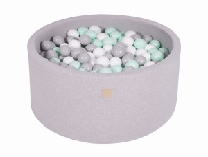 Round Ball Pit with 300 balls, 90x40cm, Light Grey, Cotton