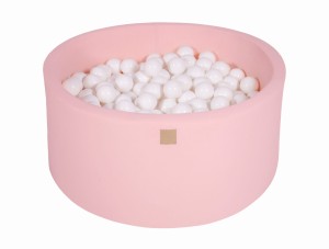 Round Ball Pit with 300 balls, 90x40cm, Light Pink, Cotton