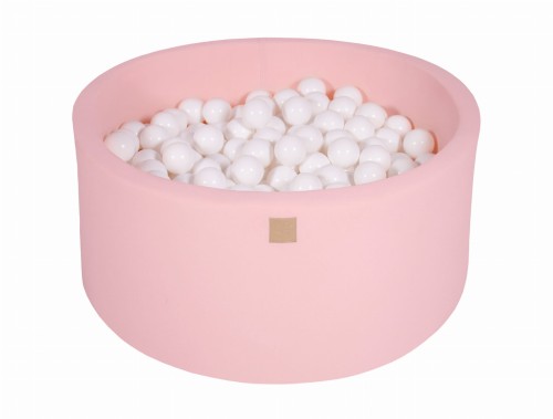 Round Ball Pit with 300 balls, 90x40cm, Light Pink, Cotton