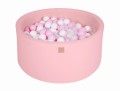 Round Ball Pit with 300 balls, 90x40cm, Light Pink, Cotton