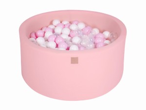 Round Ball Pit with 300 balls, 90x40cm, Light Pink, Cotton
