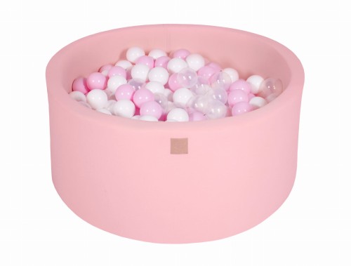 Round Ball Pit with 300 balls, 90x40cm, Light Pink, Cotton