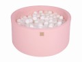 Round Ball Pit with 300 balls, 90x40cm, Light Pink, Cotton