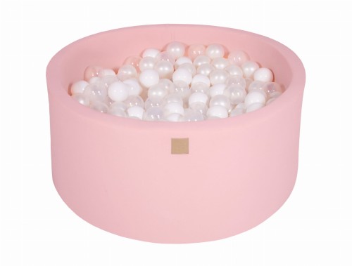 Round Ball Pit with 300 balls, 90x40cm, Light Pink, Cotton
