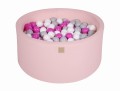 Round Ball Pit with 300 balls, 90x40cm, Light Pink, Cotton