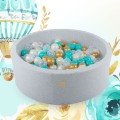 Round Ball Pit with 250 balls, 90x30cm, Light Grey, Cotton, Model Dreams