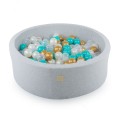Round Ball Pit with 250 balls, 90x30cm, Light Grey, Cotton, Model Dreams