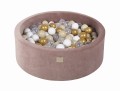 Round Ball Pit with 250 balls, 90x30cm, Beige, Velvet, Model Teddy Bear