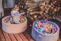 Round Ball Pit with 250 balls, 90x30cm, Blue-Grey, Velvet, Model Flower