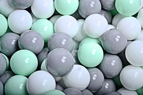 Soft Plastic Balls 7cm for the Ball Pit Set 100pcs: Mint/Gray/White