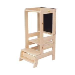 Wooden Learning Tower with Black Board, Natural