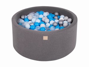 Round Ball Pit with 300 balls, 90x40cm, Dark Grey, Cotton