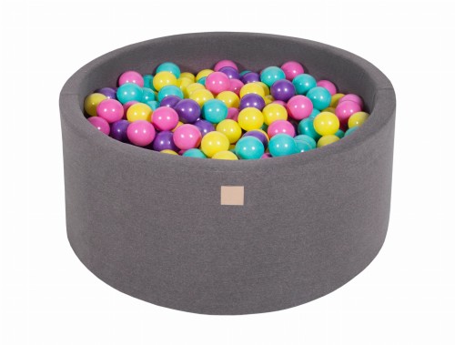 Round Ball Pit with 300 balls, 90x40cm, Dark Grey, Cotton
